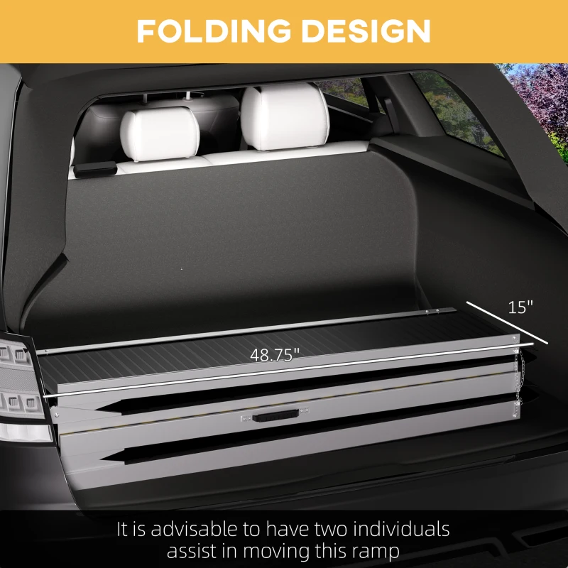 HOMCOM FSA/HSA Eligible Wheelchair Ramp, 8FT Foldable Threshold Ramp, Aluminum Handicap Ramp with Non-Slip Surface, Transition Plates Above and Below for Home, Doorways, Steps, 600lbs Capacity