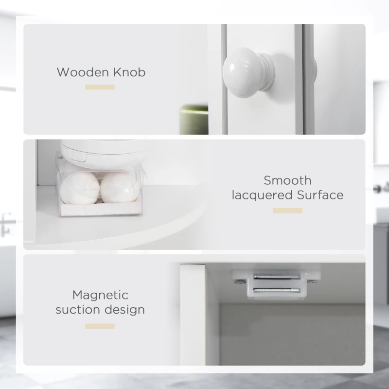 HOMCOM Bathroom Medicine Cabinet with Mirror, Bathroom Mirror Cabinet, Wall Mount Mirror Medicine Cabinet with Multiple Storage Shelves, White