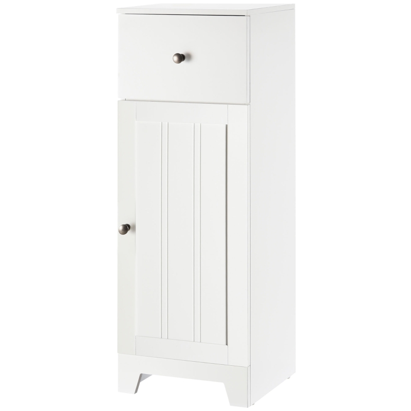 kleankin Short Bathroom Storage Cabinet, Cabinet Organizer with 1 Drawer and Adjustable Shelf for Living Room, White