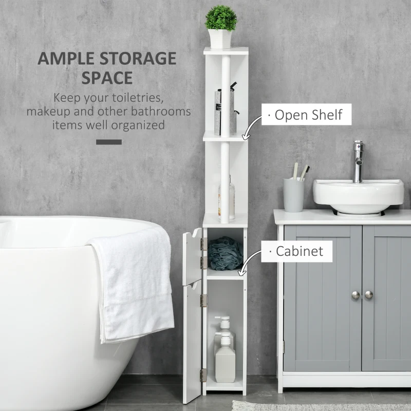 kleankin Bathroom Storage Cabinet with Open Shelves, White