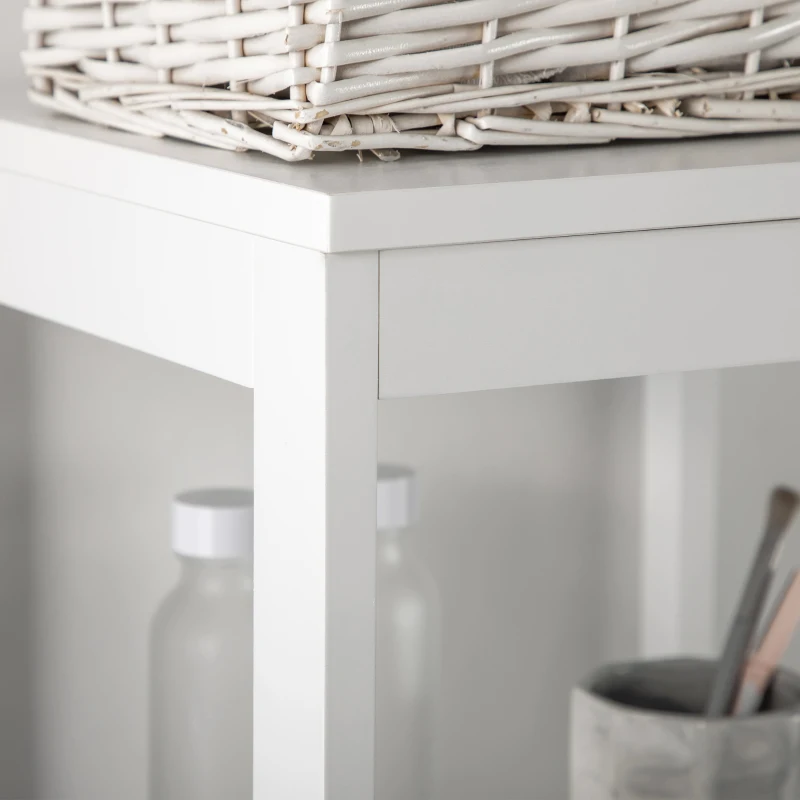 kleankin Tall Bathroom Cabinet, Slim Bathroom Storage Cabinet, Narrow Floor Cabinet with 3 Drawers and 2 Open Shelves, Freestanding Linen Tower for Small Space, 12" x 12" x 56", White