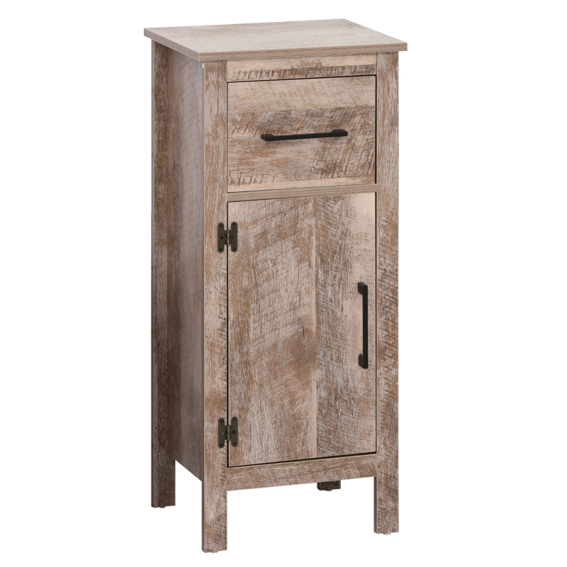 kleankin Bathroom Floor Cabinet Storage with Drawer and Adjustable Shelf for Entryway or Living Room, Barnwood