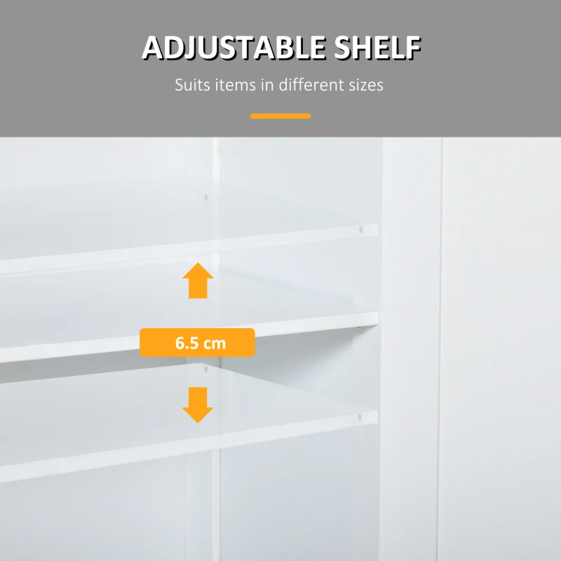 Kleankin Freestanding Bathroom Floor Cabinet, Wooden Bathroom Cabinet with 2 Doors, 2 Drawers and Adjustable Shelf, White