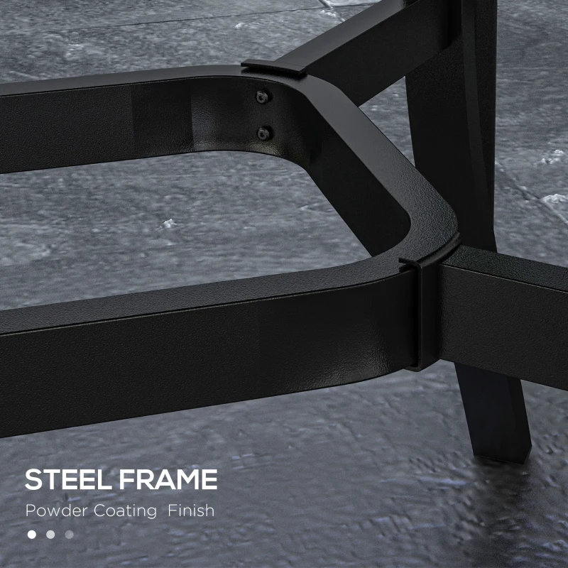 Outsunny Patio Table with Umbrella Hole, Outdoor Dining Table for 6 People for Backyard, Lawn Balcony, 59" x 35", Brown