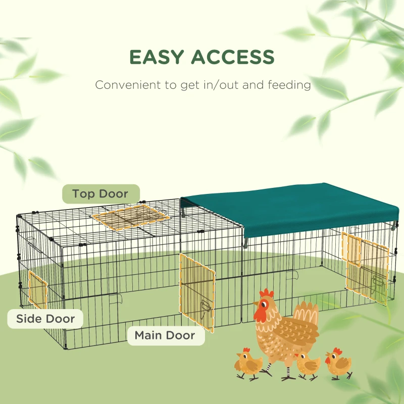 PawHut 73" Small Animal Playpen with with Roof for Rabbits, Chicken, Chinchillas for Indoor/Outdoor Use, Green