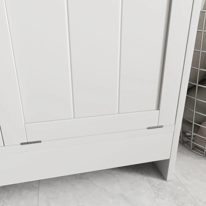 kleankin Tilt-out Laundry Storage Cabinet with 2 Compartment Hampers, White