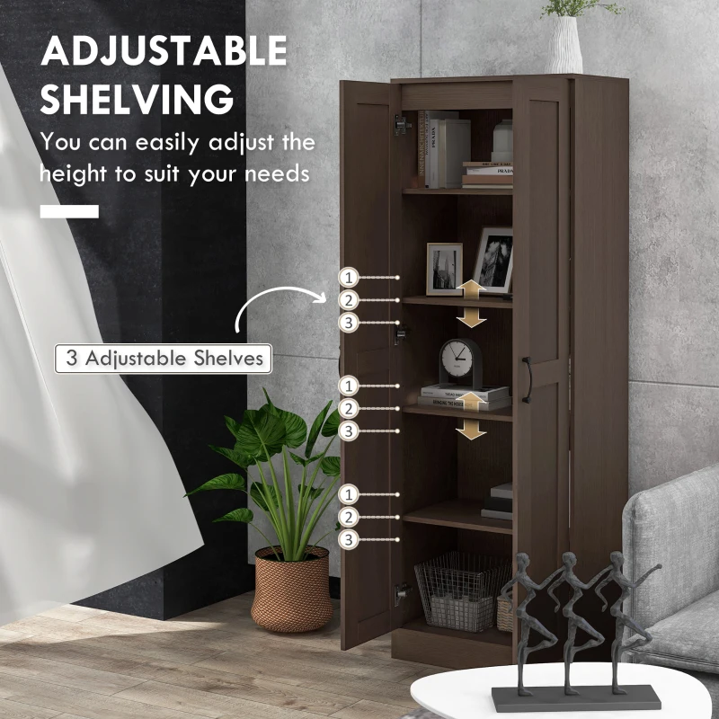 HOMCOM Storage Cabinet w/ Adjustable Shelves, Pantry, Coffee