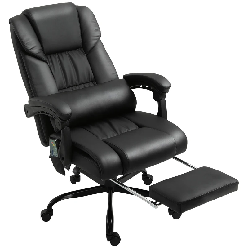 Vinsetto Massage Office Chair with 6 Vibrating Points, High Back Reclining Office Chair with Footrest and Remote, Black