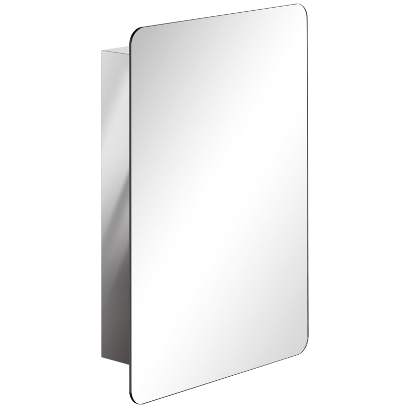 kleankin 18'' x 26''/46cm x 66cm Wall Mount Bathroom Medicine Cabinet Mirror Sliding Door with 3-Tier Storage Shelf, Stainless Steel, for Living Room Bedroom Office