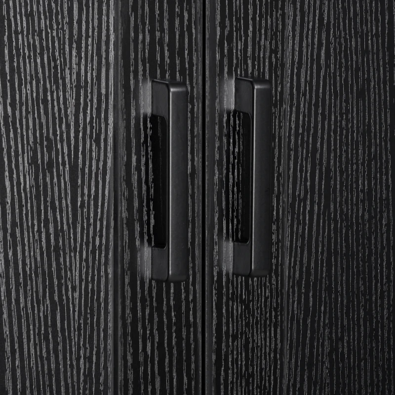 HOMCOM Freestanding Kitchen Pantry, 4-Door Kitchen Pantry Cabinet with Adjustable Shelves and Doors, Distressed Black