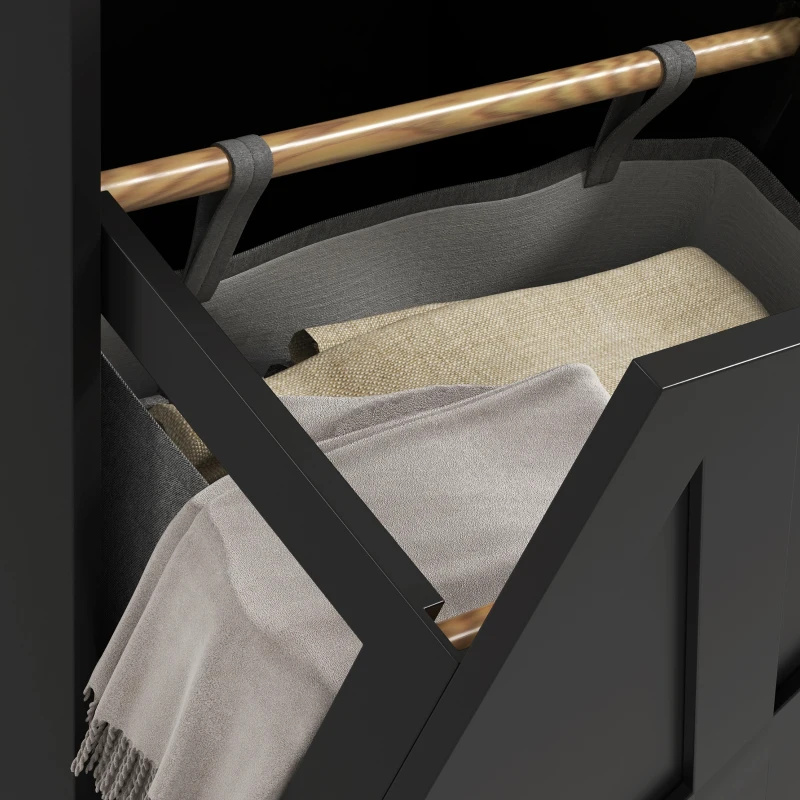 HOMCOM Tilt Out Laundry Hamper Cabinet, Bathroom Storage Cabinet with 2 Removable Baskets and 2 Drawers, Black