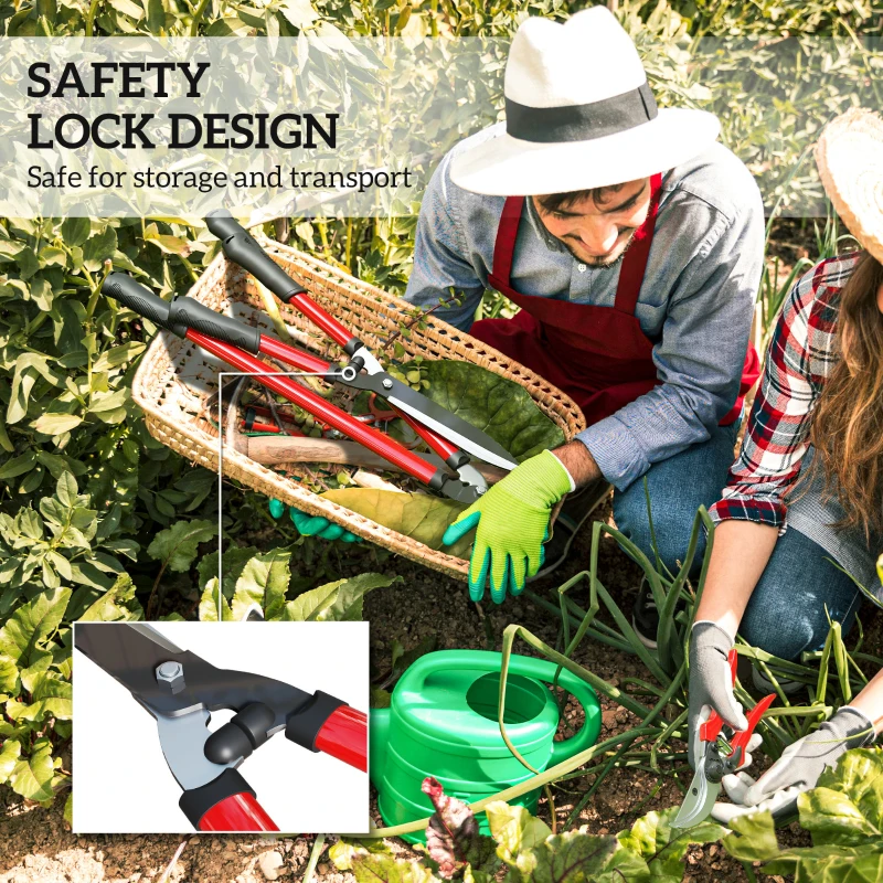 Outsunny 3 Pcs Pruning Shears Set with Hedge Shears, Lopper and Garden Secateurs, Garden Scissors Pruners for Gardening