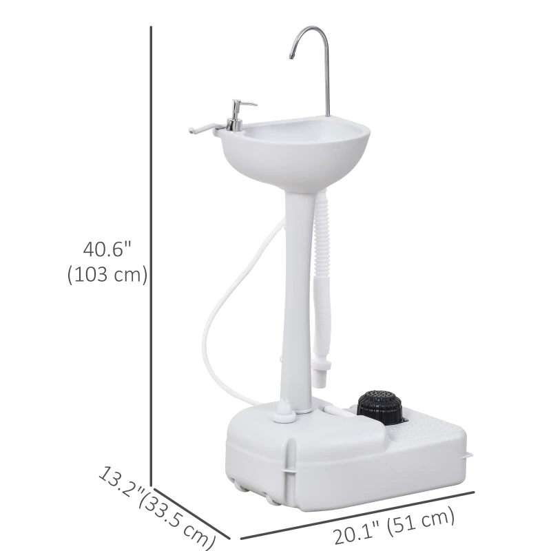kleankin Portable Camping Sink Hand Wash Station with 17L Water Tank, Soap Dispenser and Towel Holder, for Outdoor Events