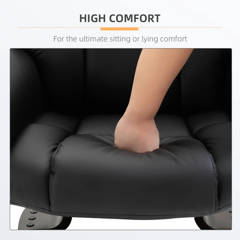 HOMCOM Massage Recliner Chair with Ottoman Footrest, 10 Vibration Points, 360° Swivel Reclining Chair, Faux Leather Living Room Chair with Side Pocket and Remote Control, Black