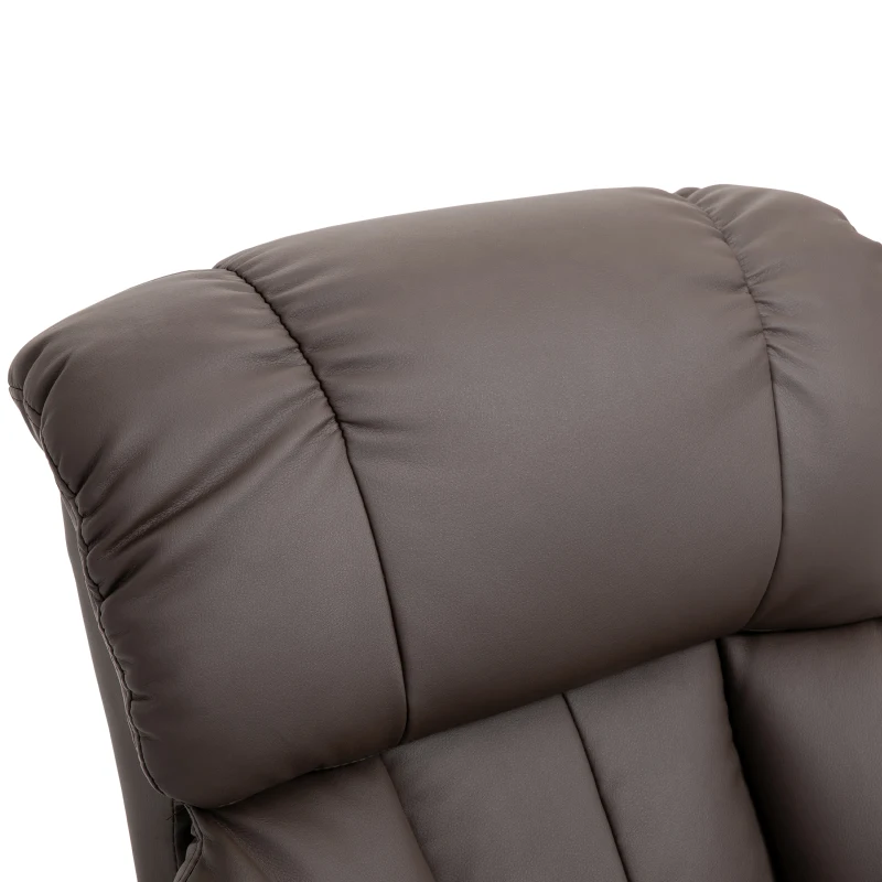 HOMCOM Recliner with Ottoman Footrest, Recliner Chair with Vibration Massage, Faux Leather and Swivel Wood Base for Living Room and Bedroom, Brown