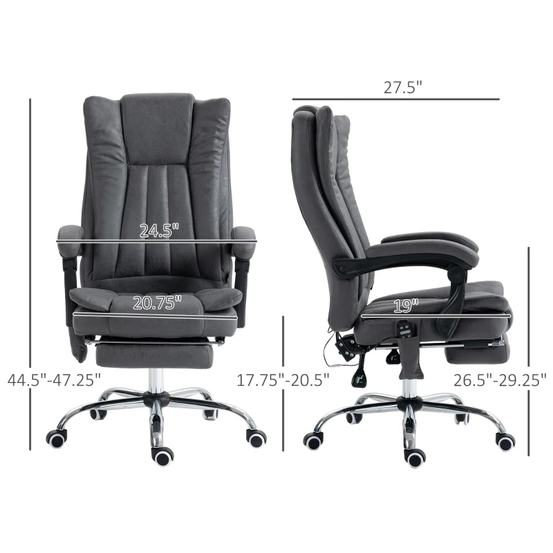 Vinsetto Massage Office Chair with 6 Points and Heat, Reclining Computer Chair with Adjustable Height and Footrest, Dark Blue