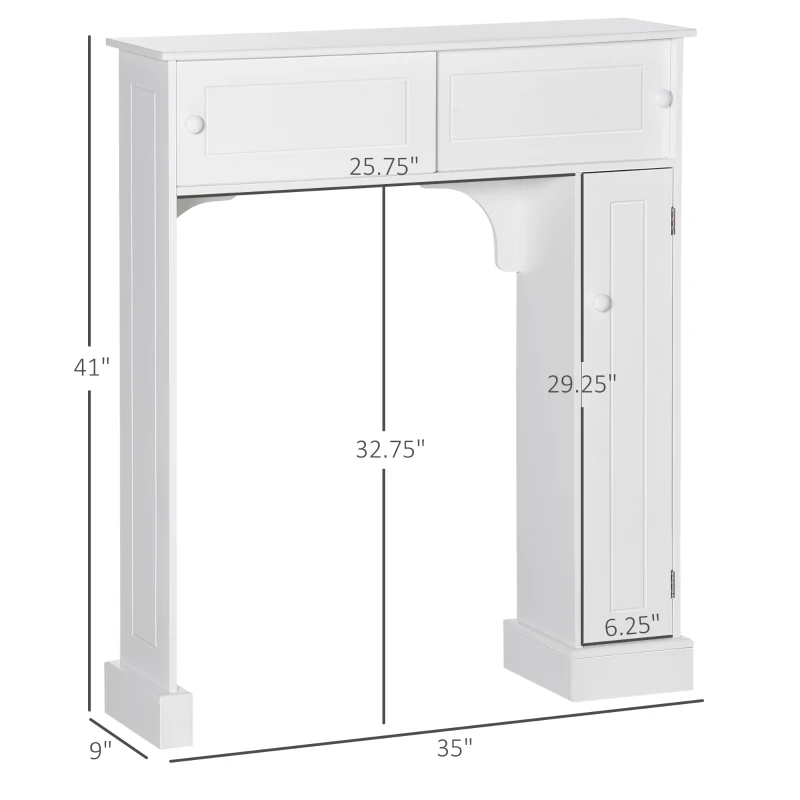 HOMCOM Over The Toilet Bathroom Cabinet, Freestanding Bathroom Storage Organizer with Adjustable Shelves, Toilet Rack, White