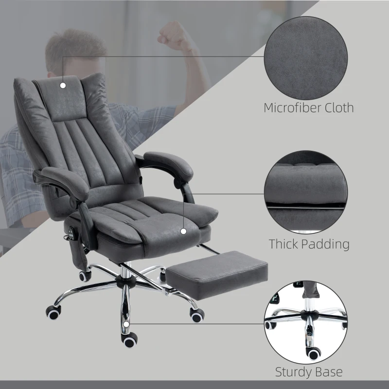 Vinsetto Massage Office Chair with 6 Points and Heat, Reclining Computer Chair with Adjustable Height and Footrest, Dark Blue