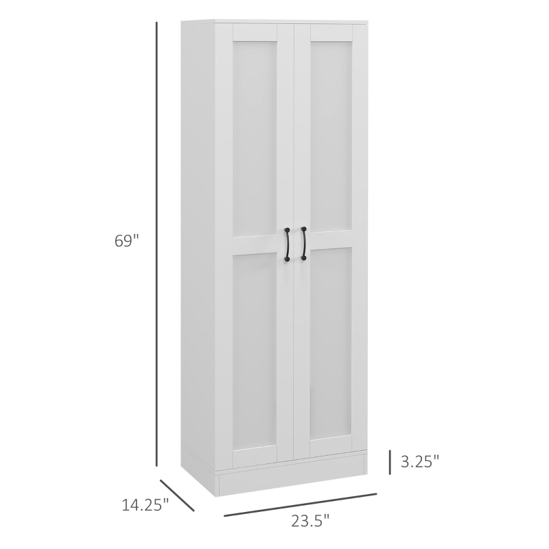 HOMCOM Storage Cabinet w/ Adjustable Shelves, Pantry Cupboard, White