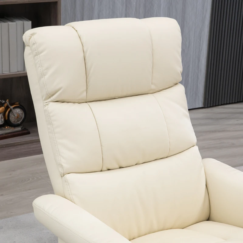 HOMCOM Swivel Recliner with Ottoman Massage, Recliner Chair and Ottoman, Faux Leather Reclining Chair with Remote, Cream White