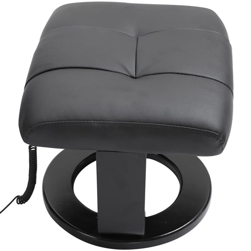 HOMCOM Massage Recliner Chair with Ottoman, 360° Swivel Recliner and Footstool, 10 Point Vibration, PU Leather Reclining Chair with Side Pocket and Remote Control, Black