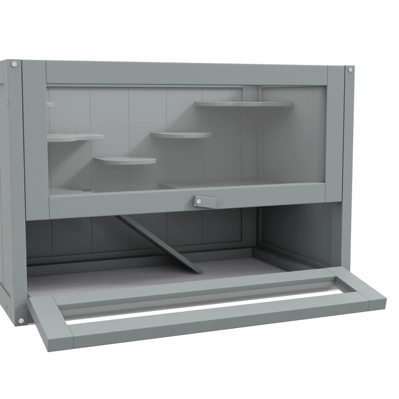 PawHut 2-Level Hamster Cage with Openable Top, Door, Shelf, Ladder, Gray