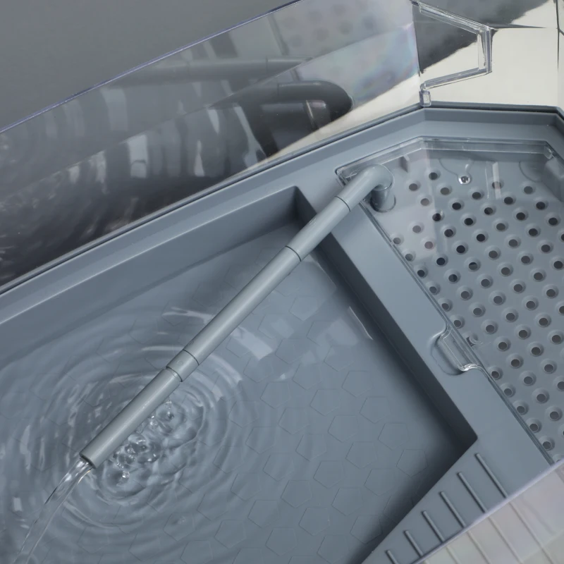 PawHut Turtle Tank Kit, Turtle Aquarium with Basking Platform, Water Pump, Filter Layer Design, Full View Visually Reptile Habitat, Easy to Clean and Change Water, Multi Functional Area