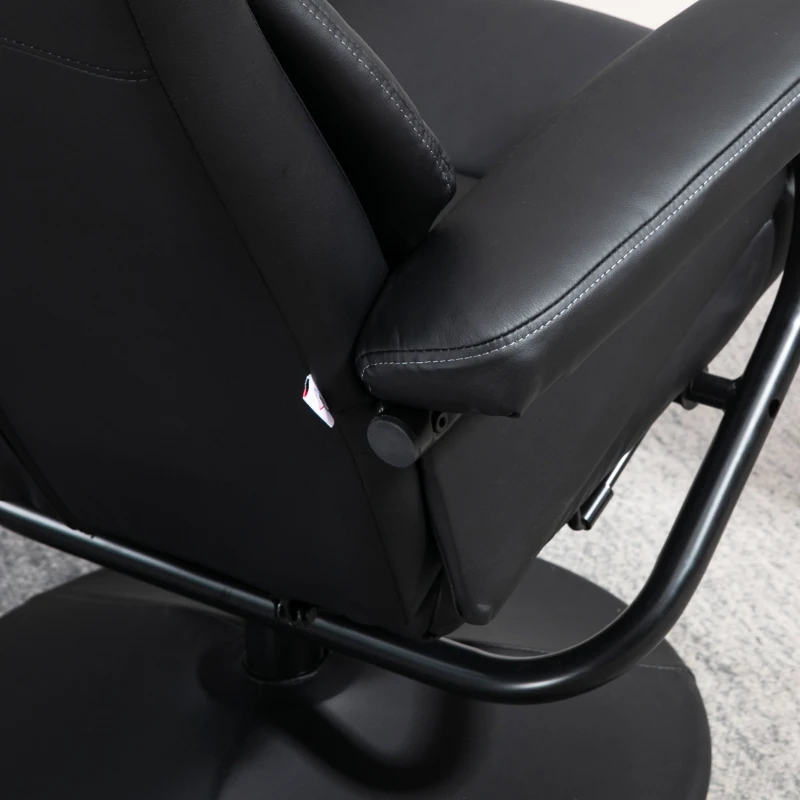HOMCOM Recliner Chair w/ Ottoman Swivel, Faux Leather, Black