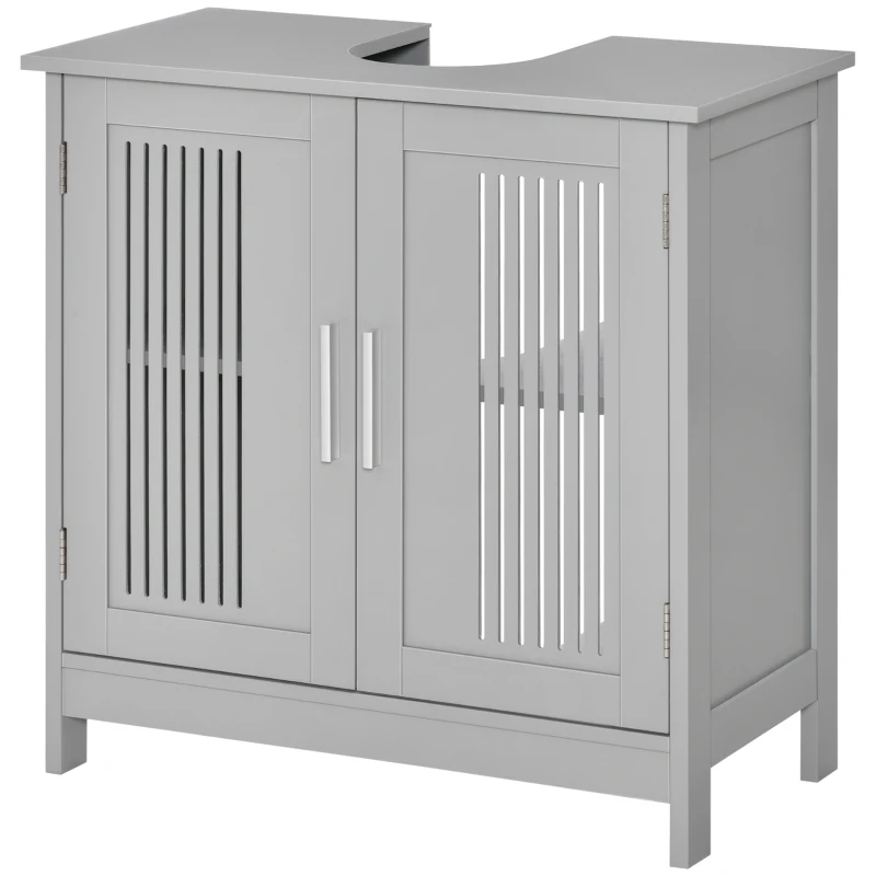 kleankin Under Sink Pedestal Storage Bathroom Cabinet, Gray