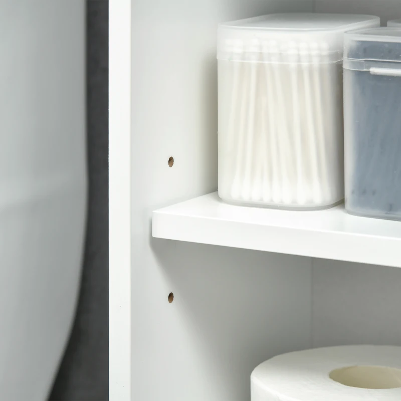 HOMCOM Over The Toilet Bathroom Cabinet, Freestanding Bathroom Storage Organizer with Adjustable Shelves, Toilet Rack, White