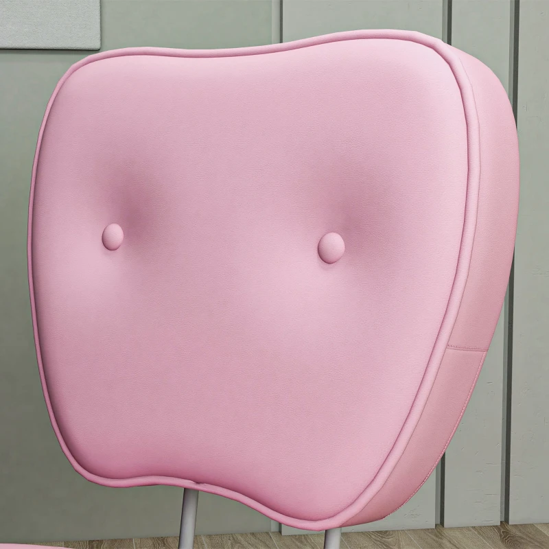Vinsetto Vanity Office Chair, PU Leather Computer Chair for Home, with Adjustable Height, Armless, Swivel Wheels, Pink