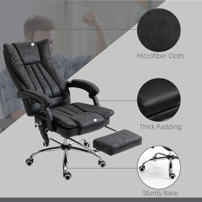 Vinsetto Massage Office Chair, 6 Points and Heat, Reclining Computer Chair with High Back, Adjustable Height and Footrest, Black