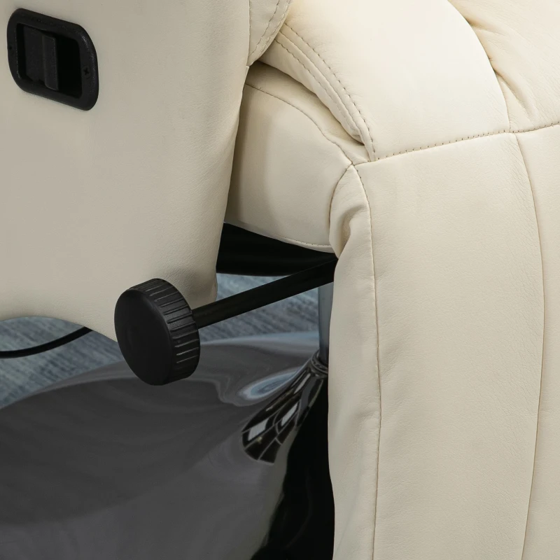 HOMCOM Swivel Recliner, Adjustable PU Leather Upholstered Recliner Chair with Footrest, Padded Arms and Steel Base, Cream White