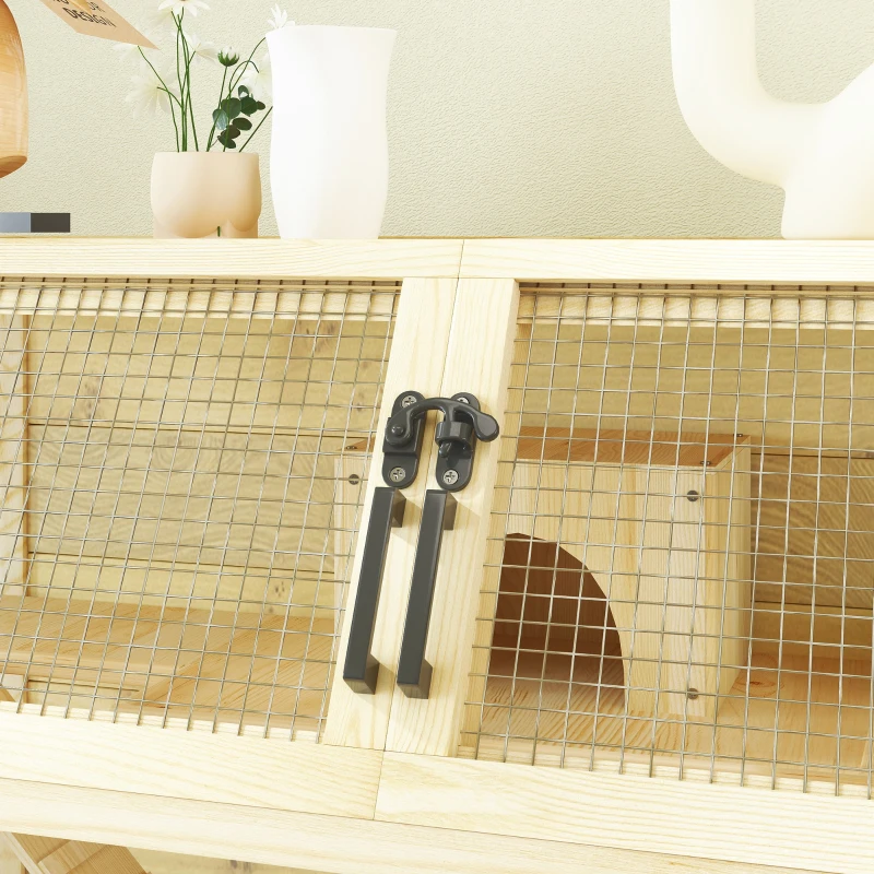 PawHut Hamster Cage on Wheels w/ Storage Shelf, Seesaws, Water Bottle, Hut & Ramps, for Dwarf, Gerbil, Syrian Hamster, Mouse