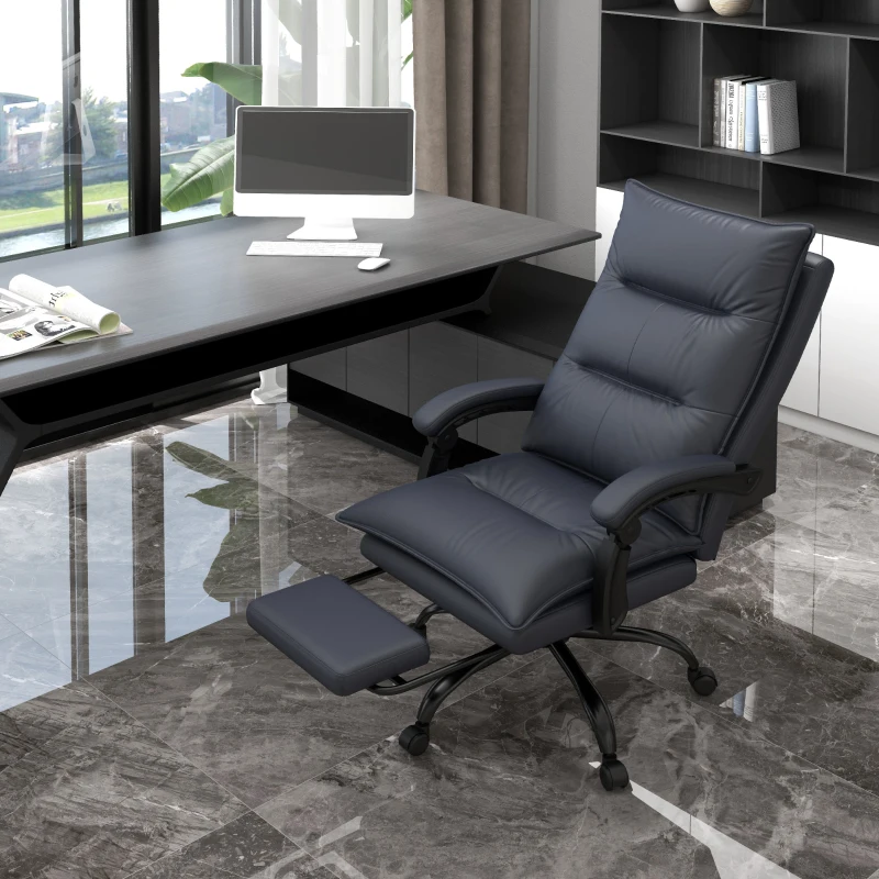 Vinsetto Executive Massage Office Chair with 6 Vibration Points, Microfiber Computer Desk Chair, Heated Reclining Chair with Footrest, Armrest, Double Padding, Charcoal Gray