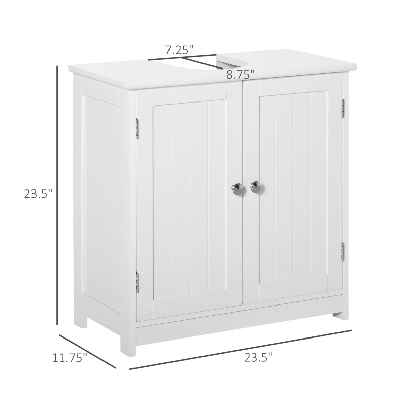 kleankin Bathroom Vanities, Bathroom Sink Cabinets with U-Shape Cut-Out and Adjustable Internal Shelf, White