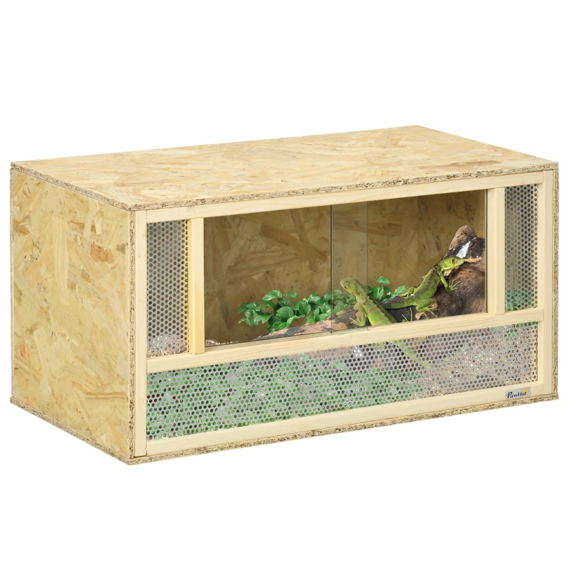 PawHut Wooden Reptile Terrarium with Sliding Door for Chameleon, Lizard, Snake, Frog, Turtle, 31.5" x 15.7" x 15.7"