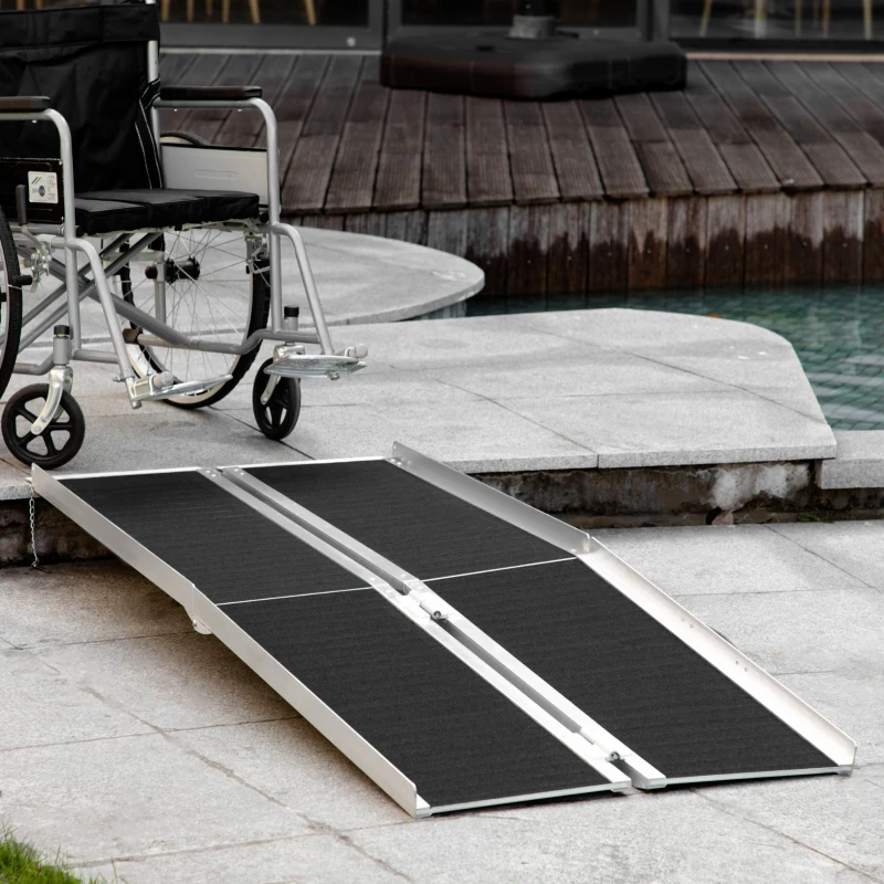 HOMCOM 6' Skidproof Portable Wheelchair Ramp for Home, Steps, Doorways, Carpeted Foldable Handicap Ramp, Threshold Ramp