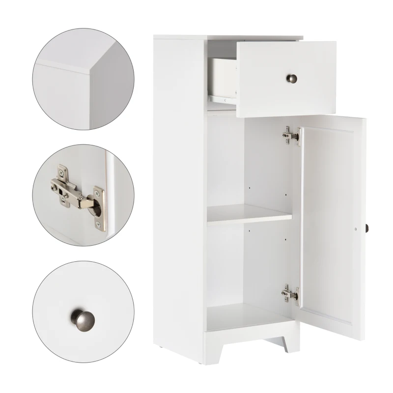 kleankin Short Bathroom Storage Cabinet, Cabinet Organizer with 1 Drawer and Adjustable Shelf for Living Room, White