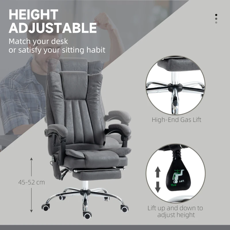 Vinsetto Massage Office Chair with 6 Points and Heat, Reclining Computer Chair with Adjustable Height and Footrest, Dark Blue