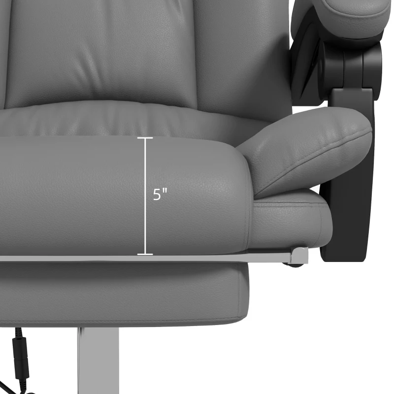 Vinsetto PU Leather Executive Massage Office Chair with 4 Vibration, Computer Desk Chair, Heated Reclining Chair with Adjustable Height, Swivel Wheels, Gray