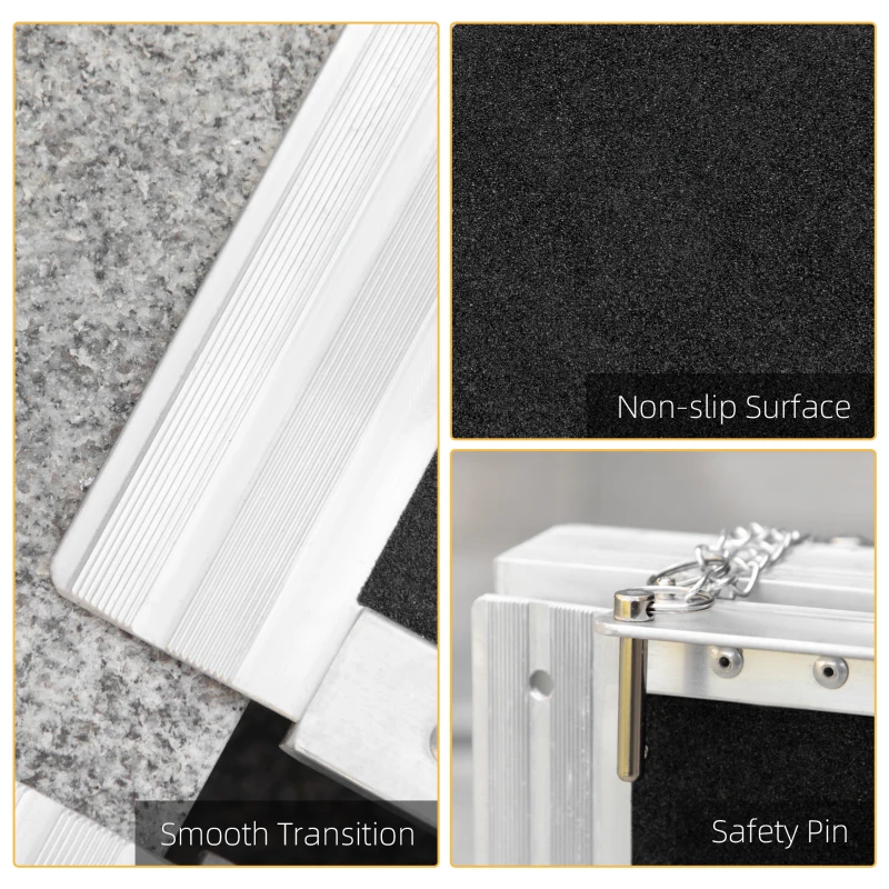 HOMCOM 4' Skidproof Portable Wheelchair Ramp for Home, Steps, Doorways, Carpeted Foldable Handicap Ramp, Threshold Ramp
