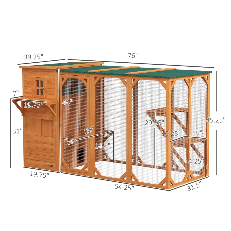 PawHut Large Outdoor Cat House for 3 Kitties, Multi-Level Design with Big Hiding Areas 2 Stories & Multiple Platforms Cat Condo