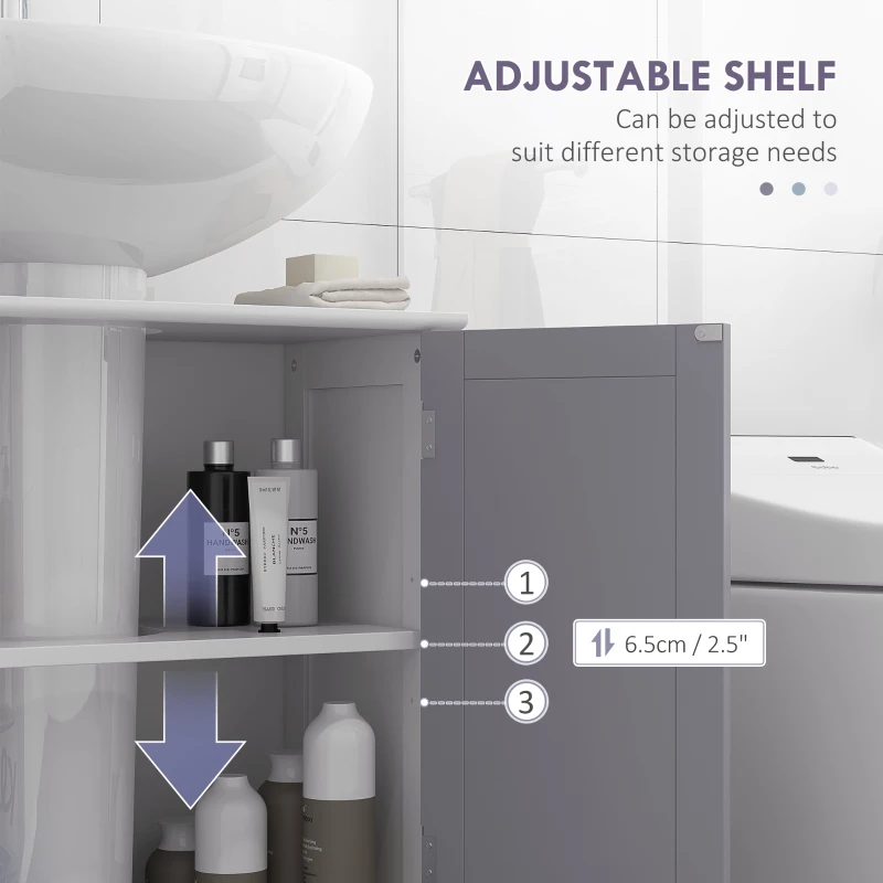 kleankin Bathroom Vanities, Bathroom Sink Cabinets with U-Shape Cut-Out and Adjustable Internal Shelf, White and Gray