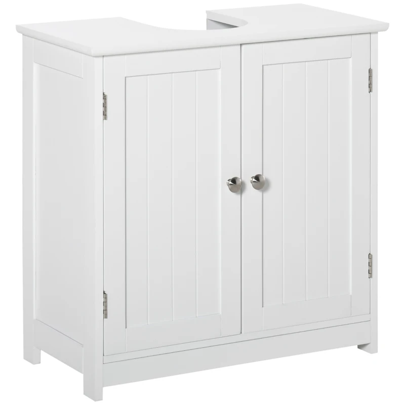 kleankin Bathroom Vanities, Bathroom Sink Cabinets with U-Shape Cut-Out and Adjustable Internal Shelf, White