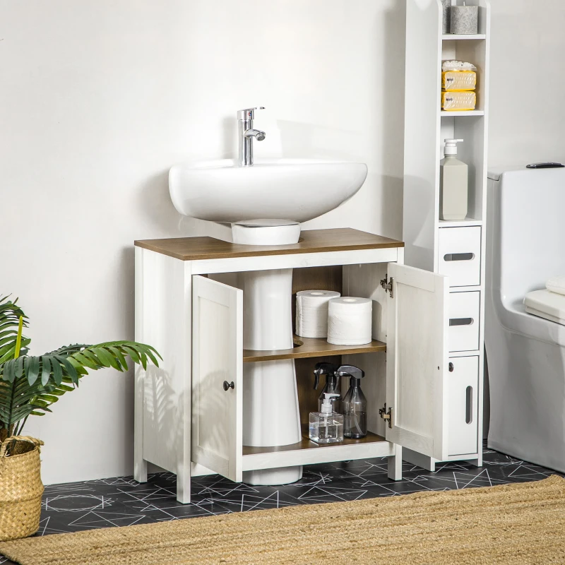 kleankin Bathroom Sink Cabinet, Freestanding Under Sink Cabinet Adjustable Shelf