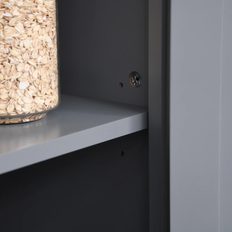 HOMCOM Elegant Buffet with Hutch, Kitchen Pantry Storage Cabinet with Framed Glass Door Drawer and Microwave Space, Gray