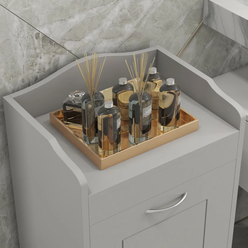 HOMCOM Tilt-out Laundry Storage Cabinet with Tabletop and Compartment Hamper, Gray