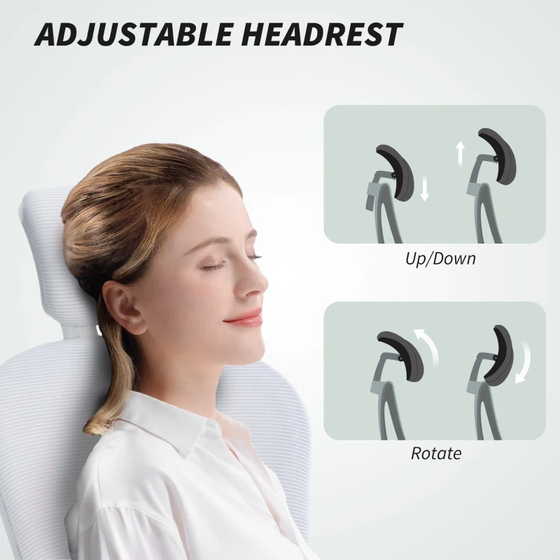 Vinsetto Office Chair, Mesh Computer Desk Chair with Adjustable Headrest, 4D Lumbar Support, Flip-up Arm, White