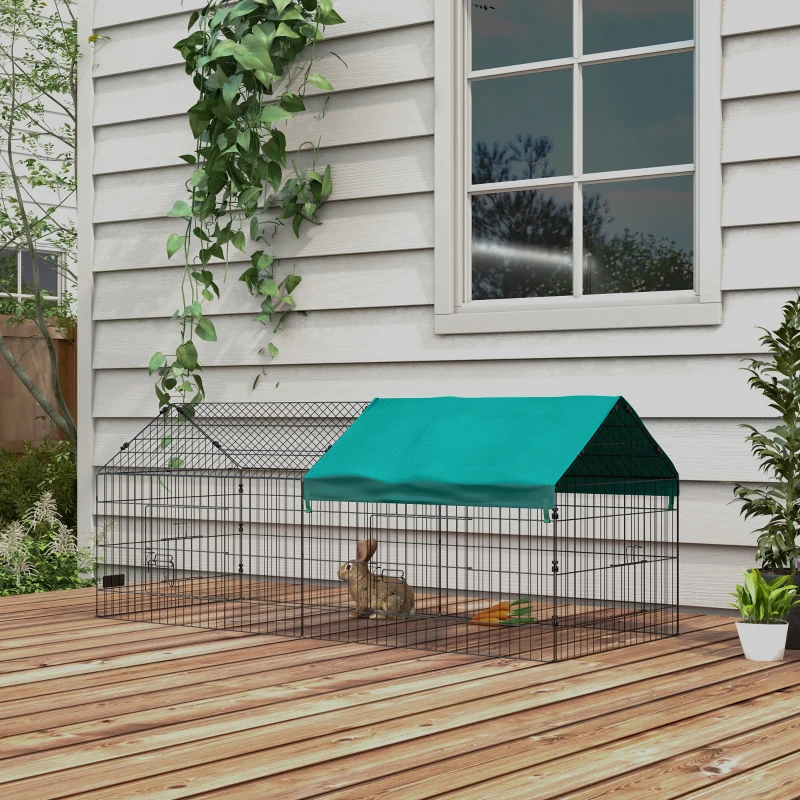 PawHut 73" Small Animal Playpen with Roof for Rabbits, Chicken, Chinchillas